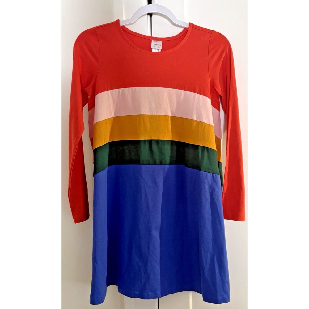 Hanna Andersson Girls Dress Romper Size 12/150 cm Rainbow Striped Long Sleeve